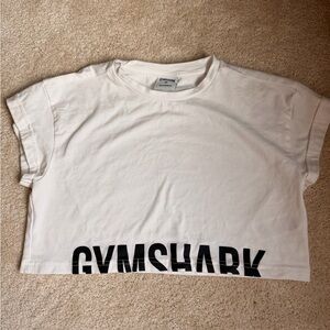 Gymshark White Cropped Logo Tee with Black Print
